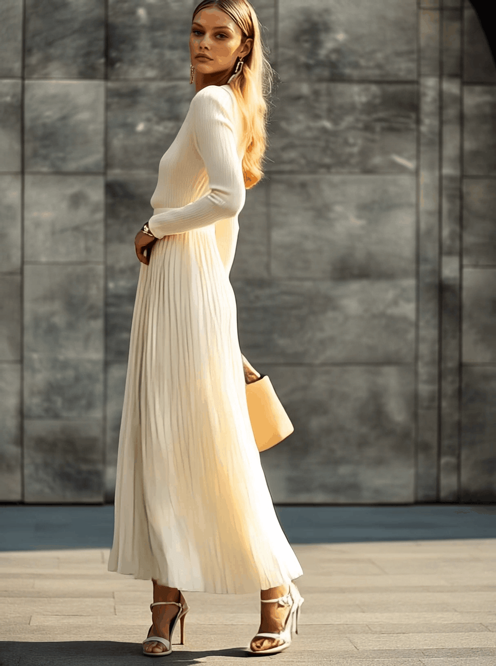 Cream knit maxi dress