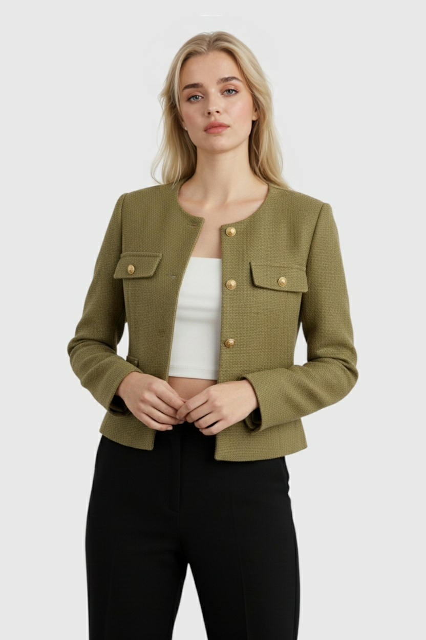 Olive Green Winter Short Jacket for Women
