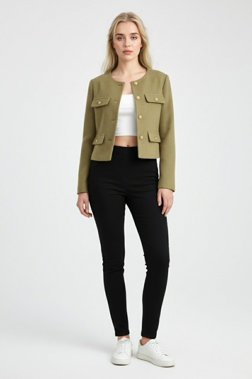 Olive Green Winter Short Jacket for Women