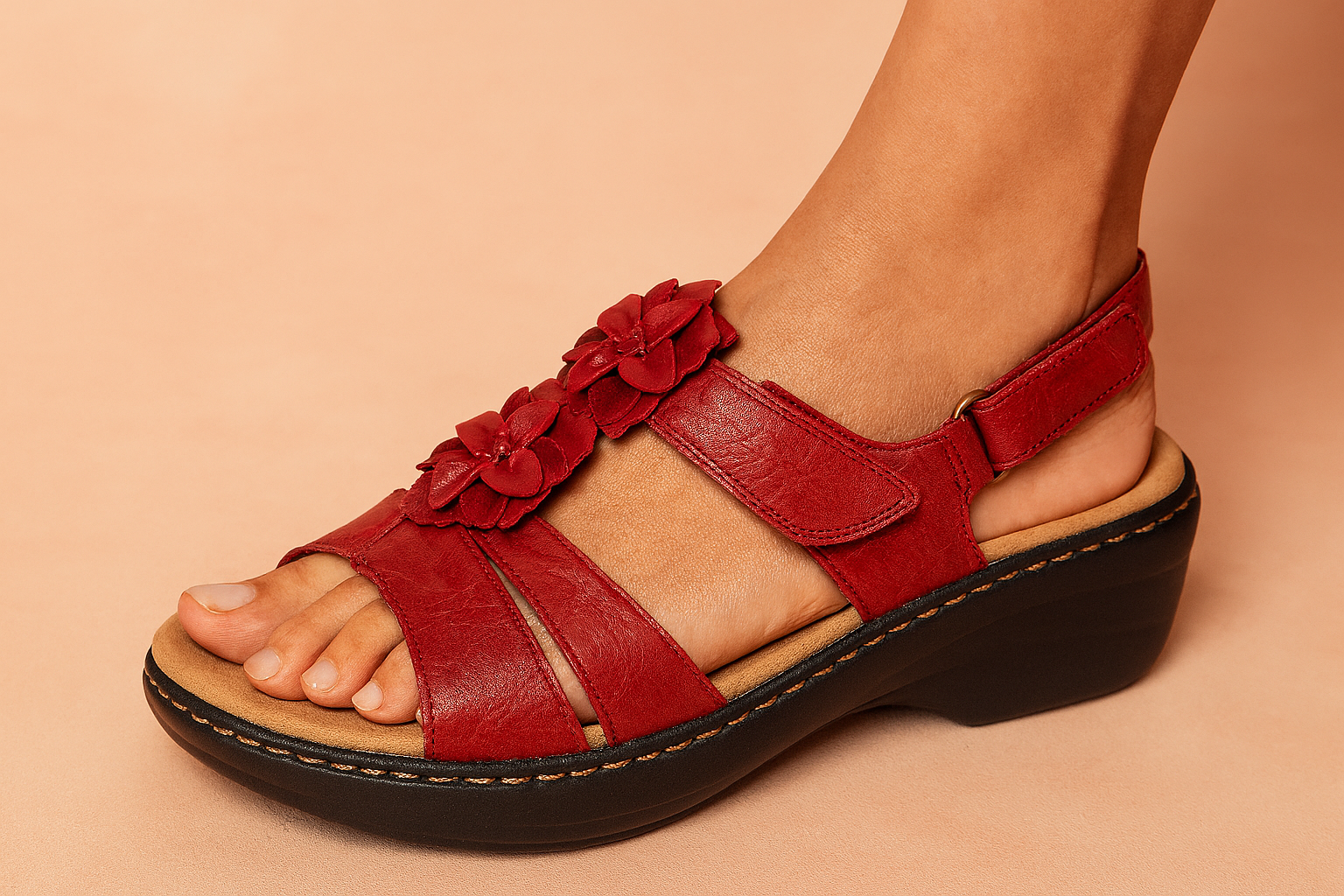 Wedge sandals crisscross straps detail