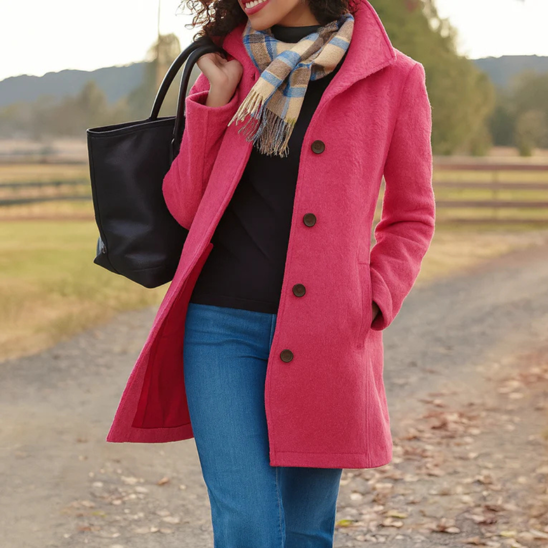 Classic long button placket winter coat with a classic long cut