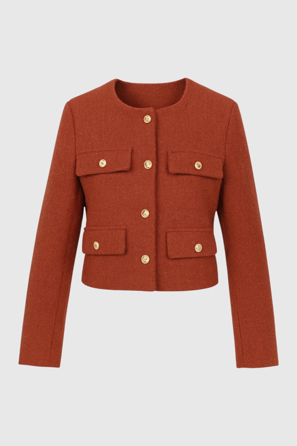 Orange-red Winter Short Jacket for Women