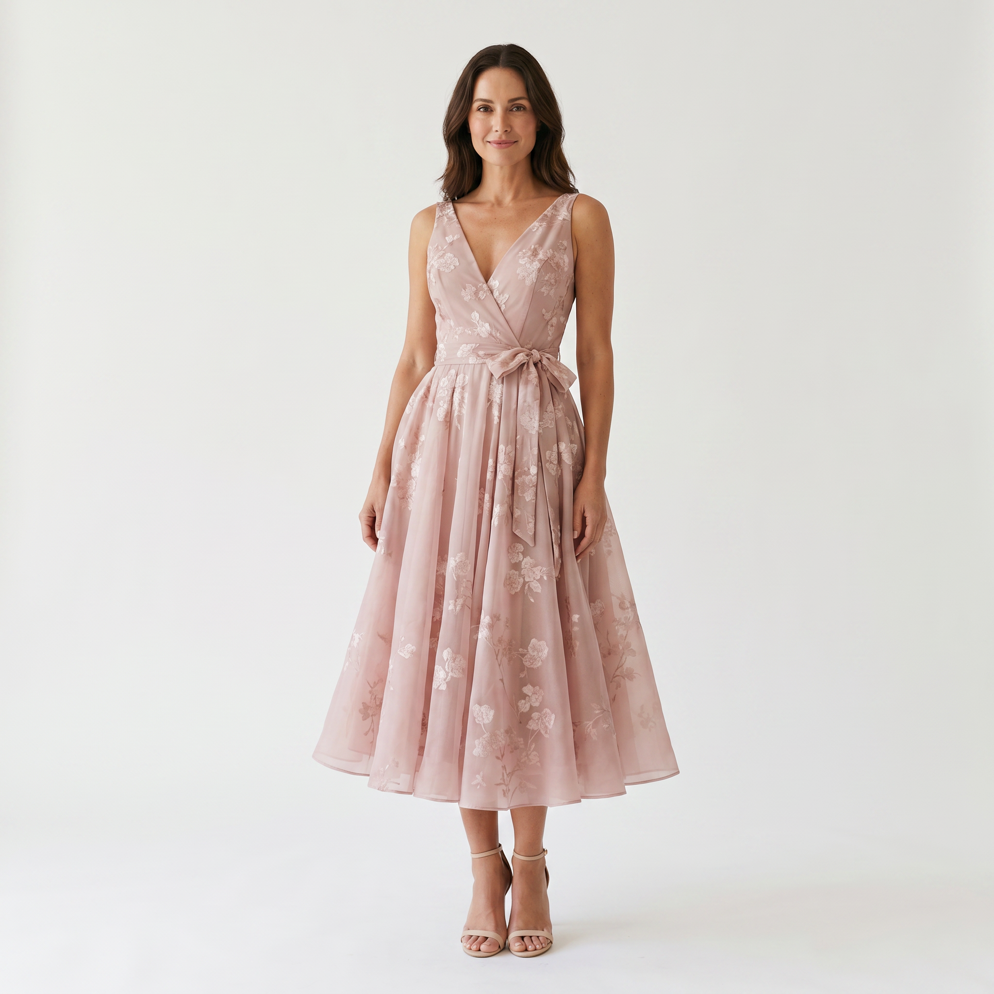 V-neck floral organza dress summer | Alba Muse