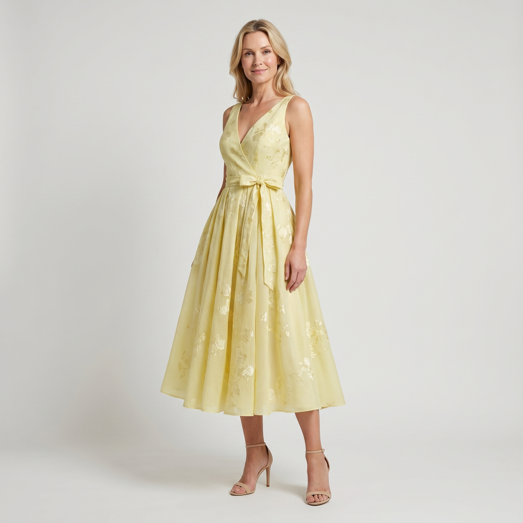 Floral organza midi dress full length | Alba Muse