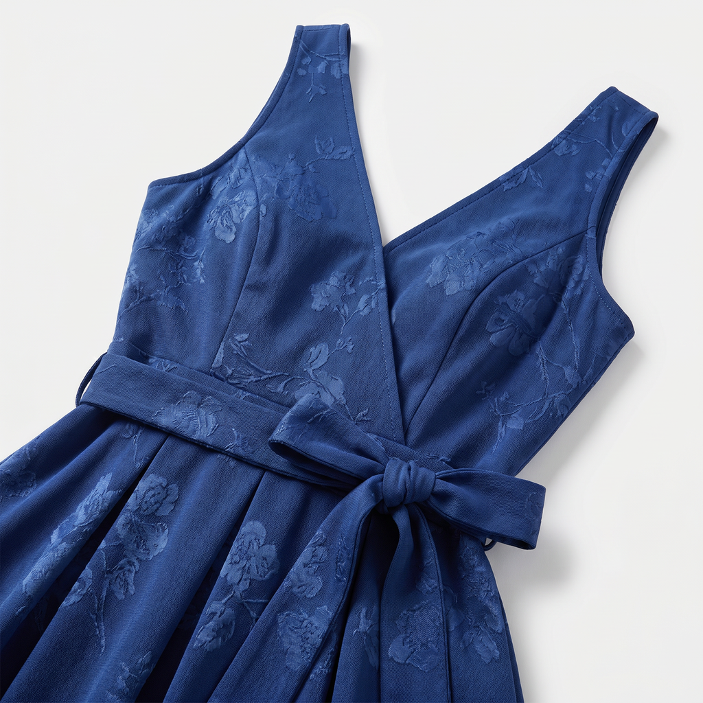 Floral Organza V-Neck Midi Dress