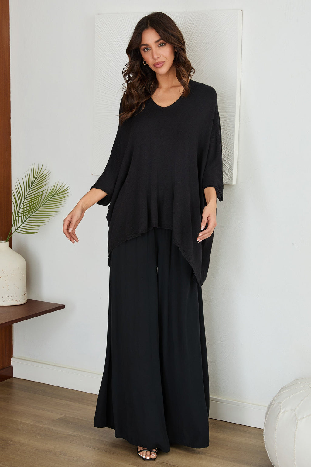 Wide Leg Smocked Waist Trousers