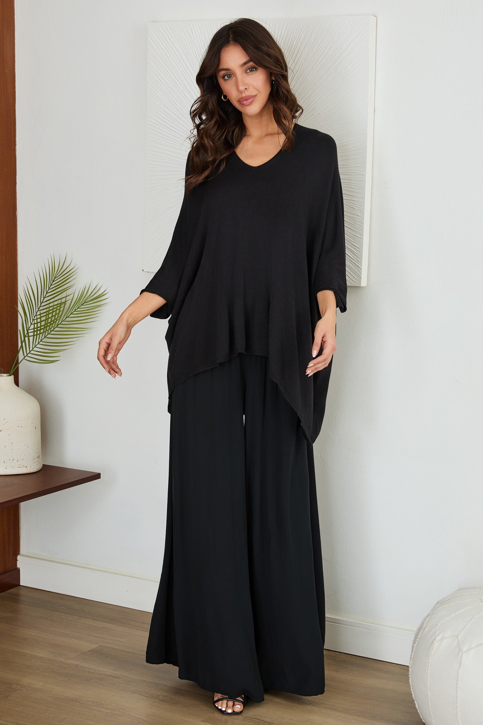 Wide Leg Smocked Waist Trousers