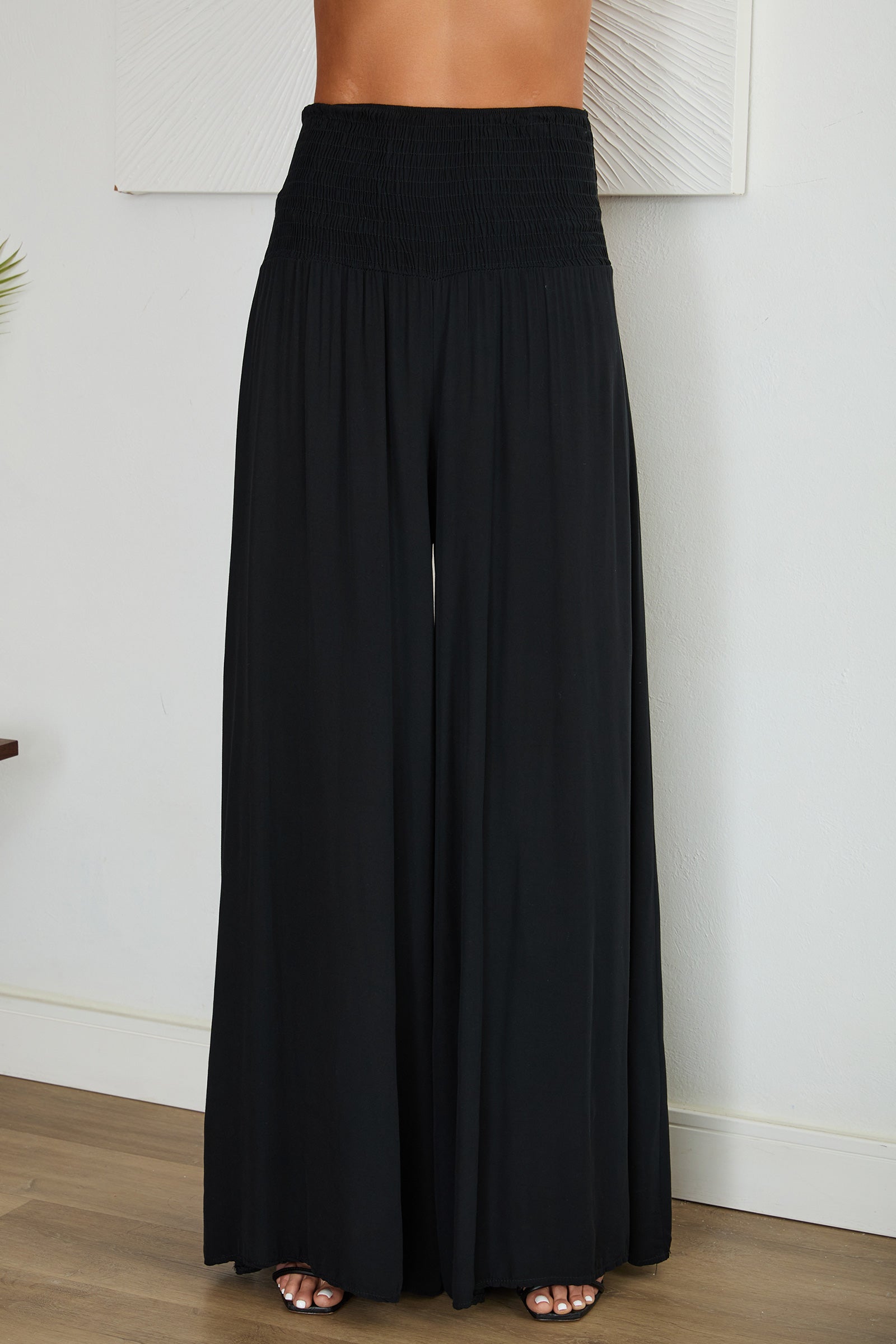 Women's Wide Leg Smocked Waist Trousers – Casual