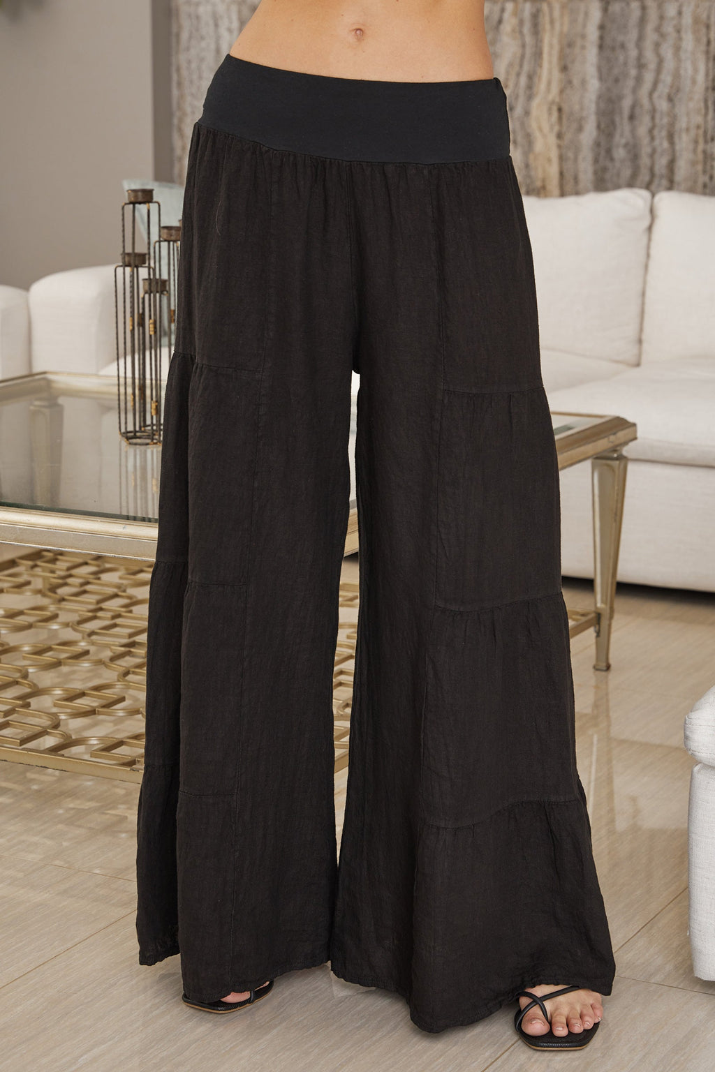 Women's Wide Leg Tiered Palazzo Trousers – Casual