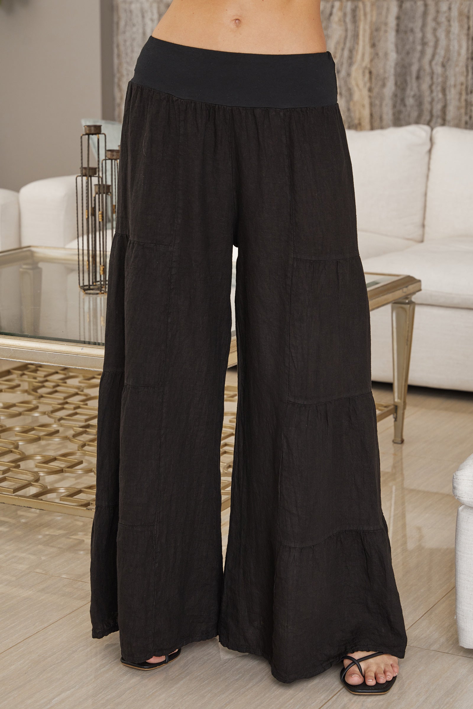 Women's Wide Leg Tiered Palazzo Trousers – Casual