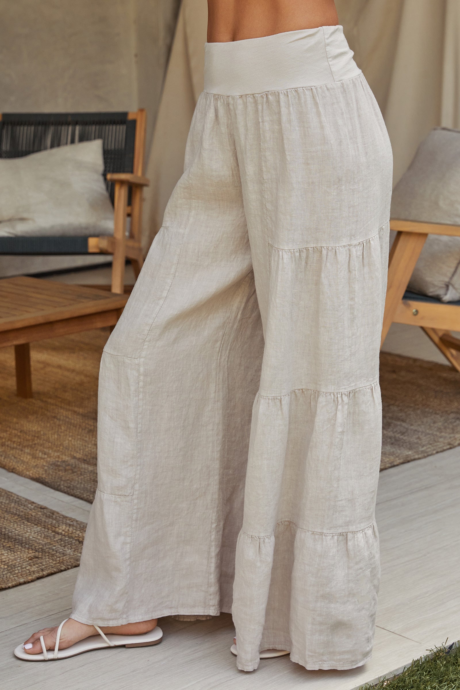 Women's Wide Leg Tiered Palazzo Trousers – Casual