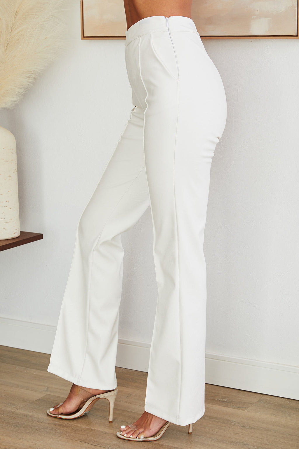Faux Leather Straight Leg Trousers