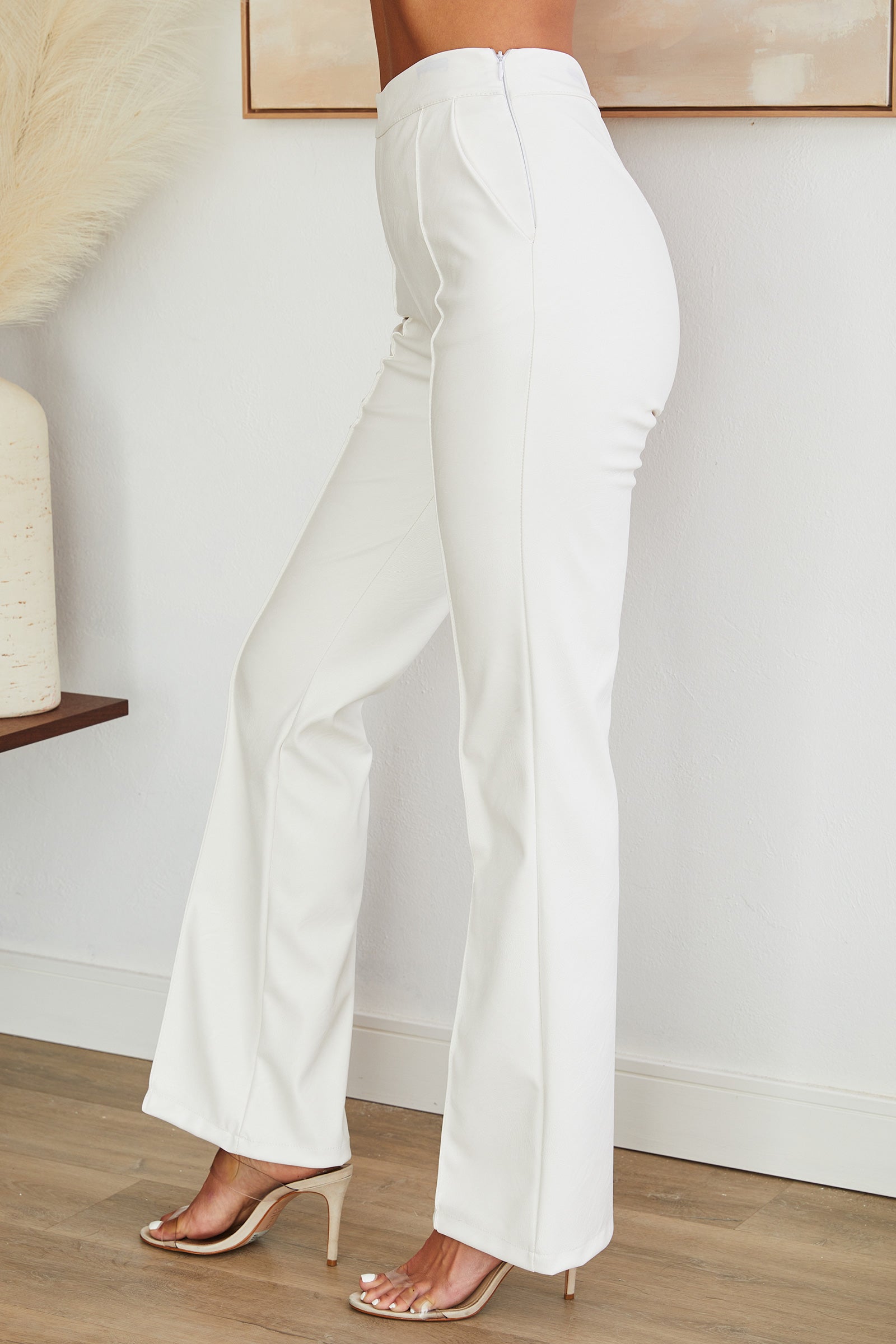 Faux Leather Straight Leg Trousers