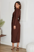 Twist Front Midi Dress with Long Sleeves – Occasion