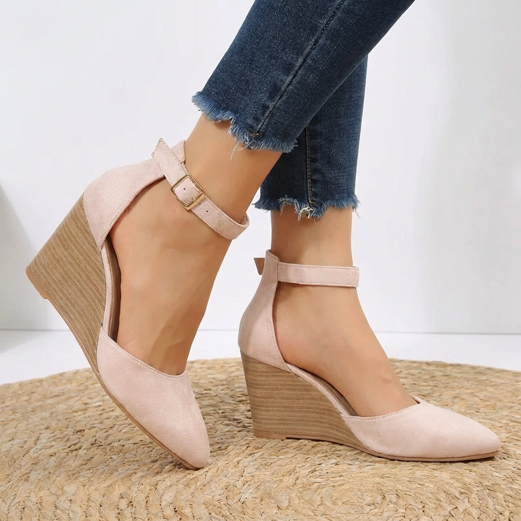 Siena Pointed-Toe Ankle Strap Wedge