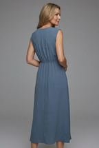 Sleeveless midi dress tailored waist detail