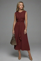Sleeveless midi dress casual styling
