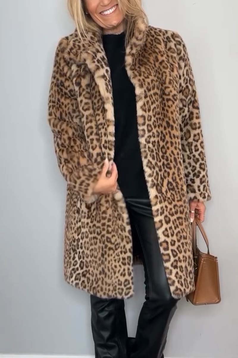 Leopard print insulated winter coat with a bold leopard print
