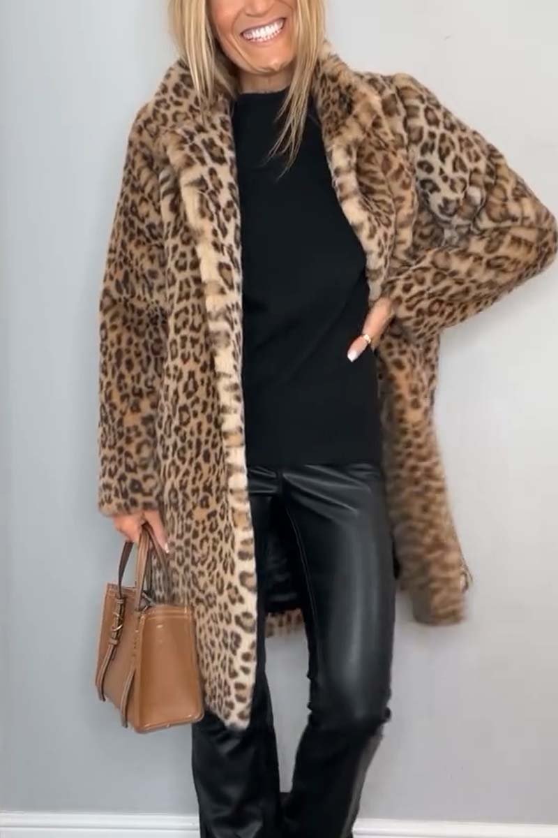 Leopard print insulated winter coat with an insulated body
