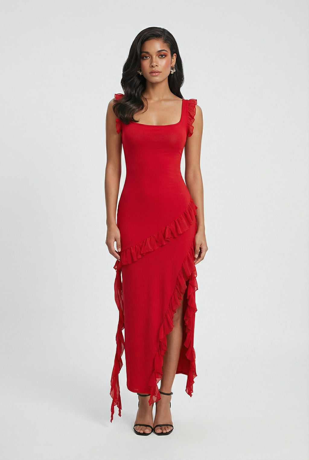 Red Backless High Slit Maxi Dress for Women