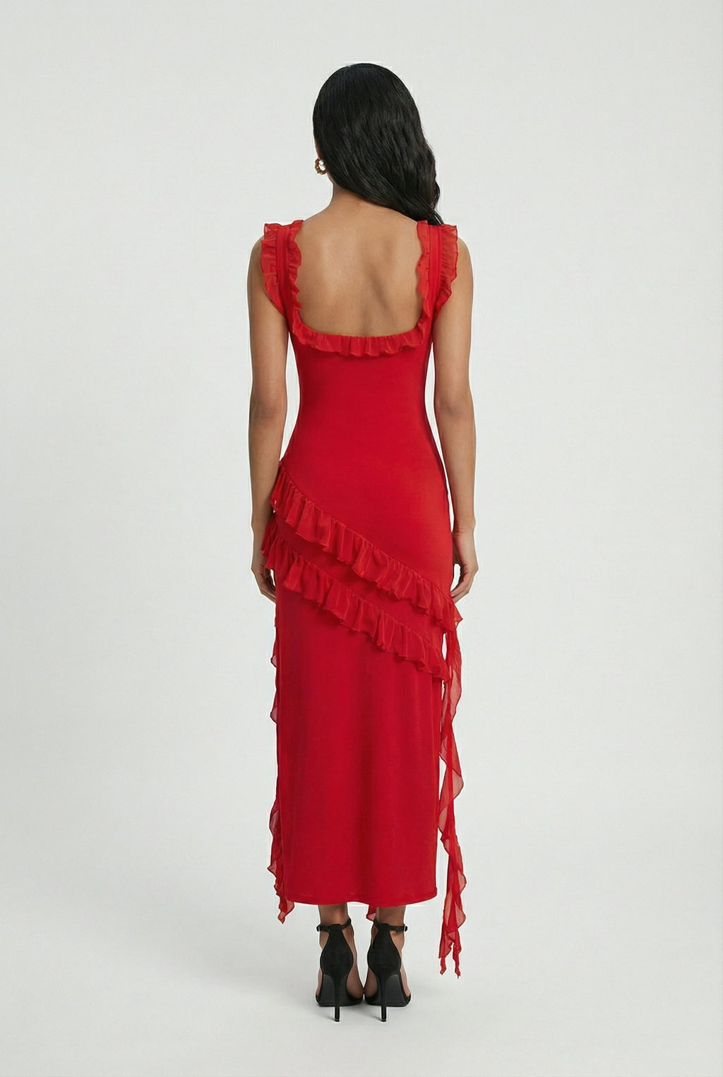 Red Backless High Slit Maxi Dress for Women