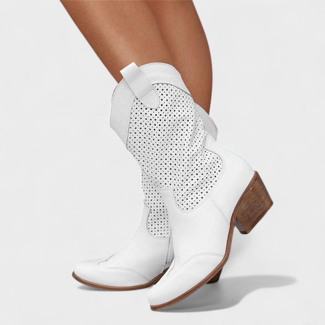 Mid-Calf Boots with Perforated Detail