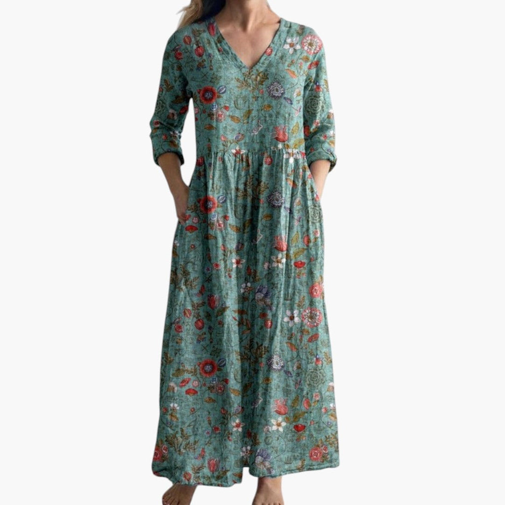 Floral maxi dress back detail view