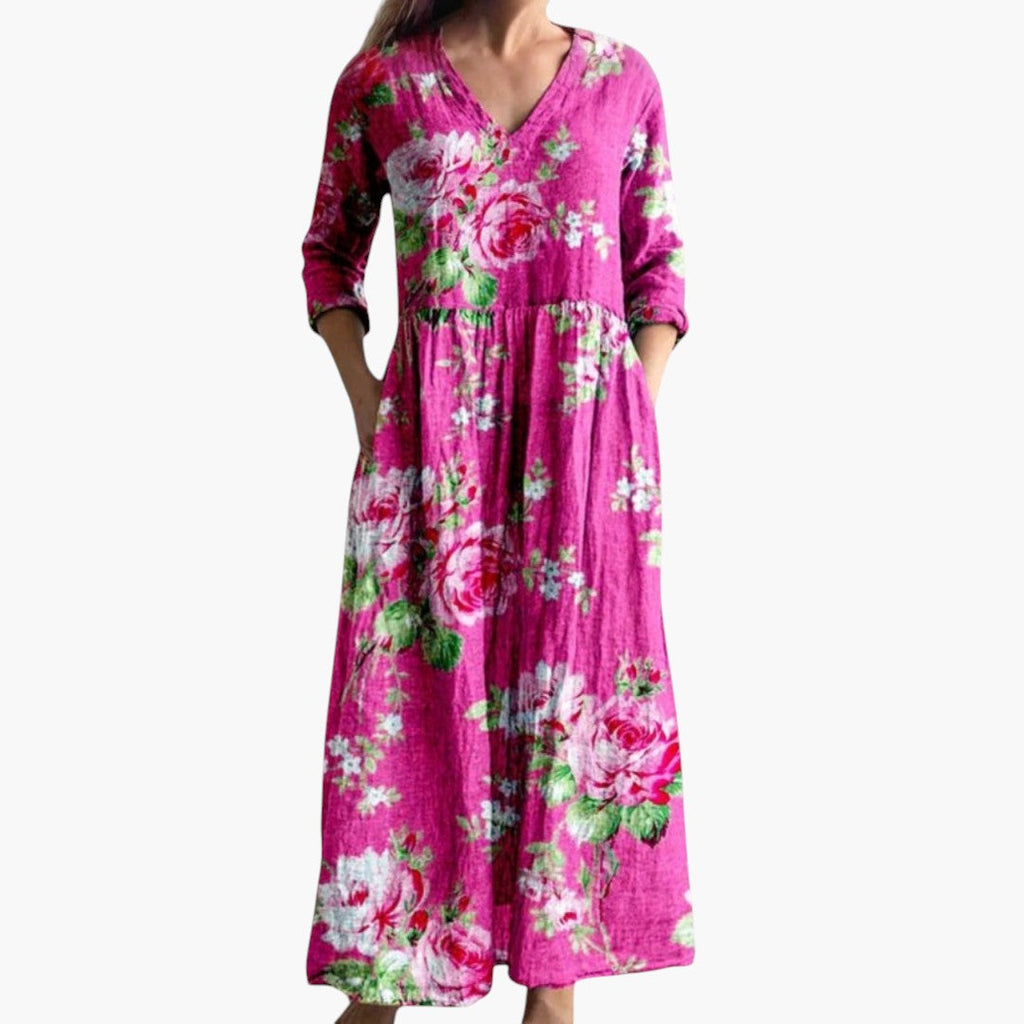 V-neck maxi dress lifestyle shot garden party style