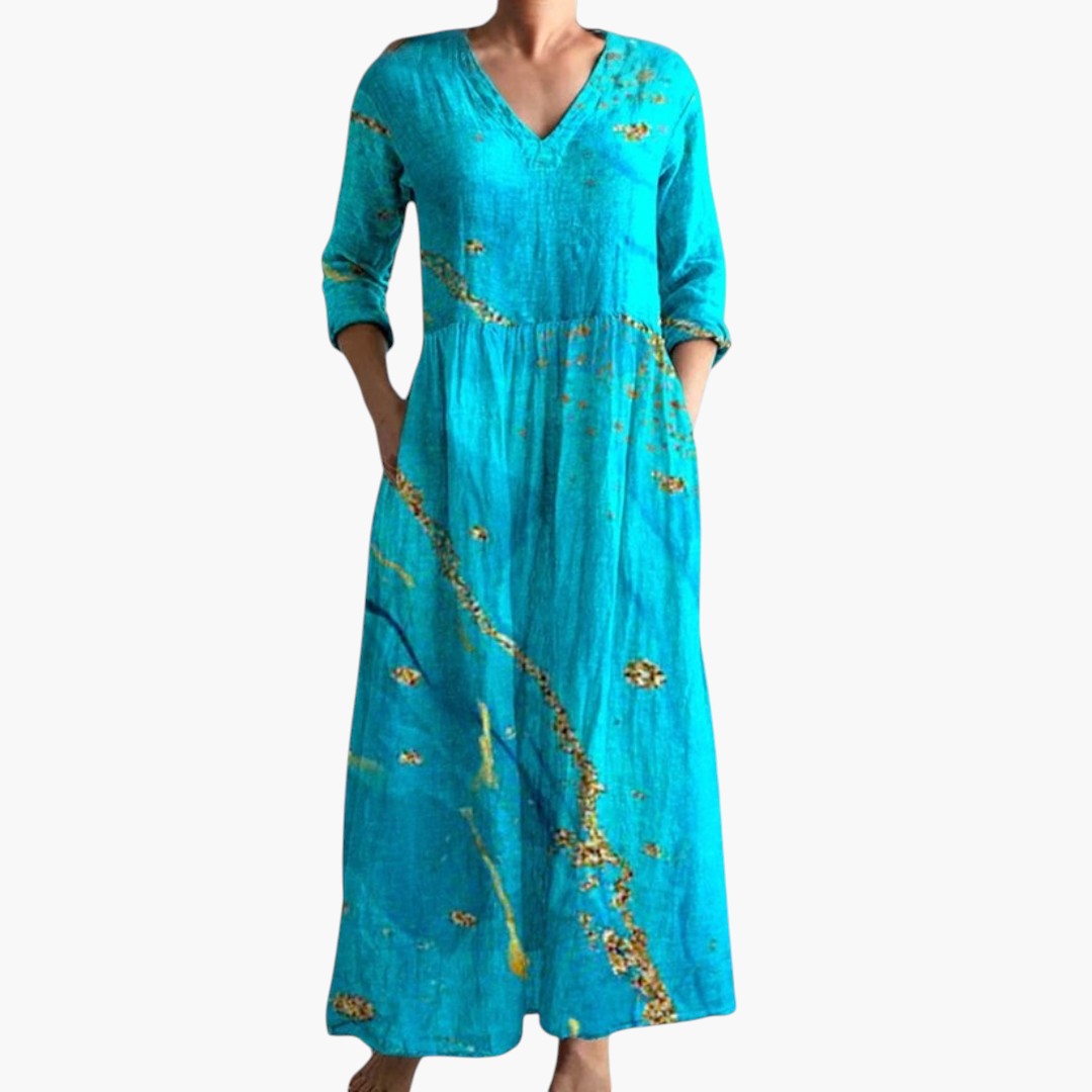 Floral maxi dress flowing hem detail