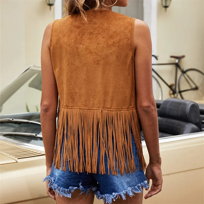 Fringe Detail Vest Layering Piece | Alba Muse