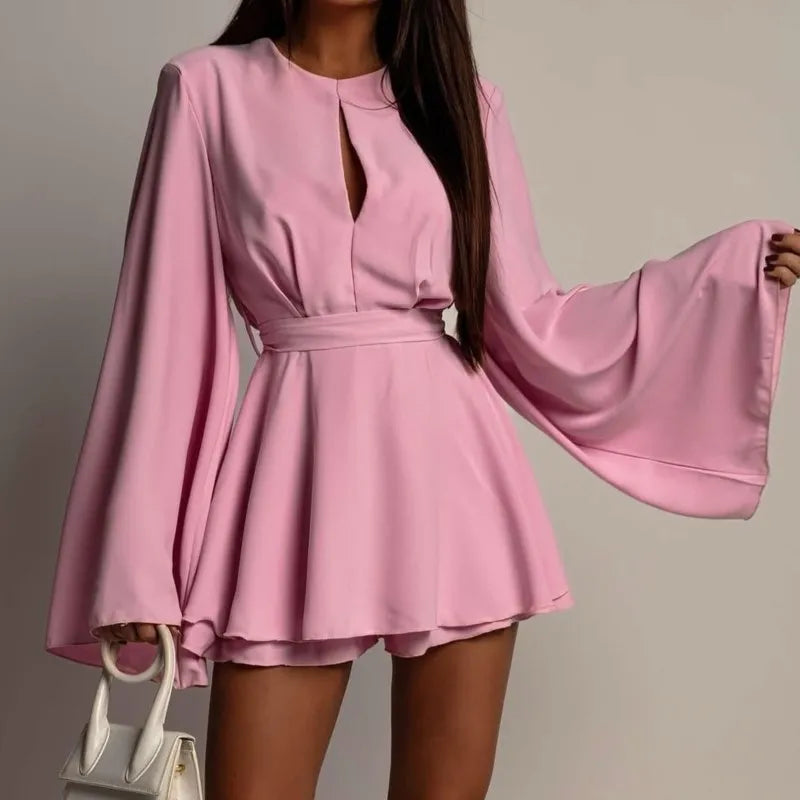 Women's Flare Sleeve A-Line Mini Dress detail view - Party Evening Mini Dress