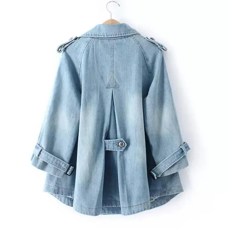 Light Blue denim cape coat