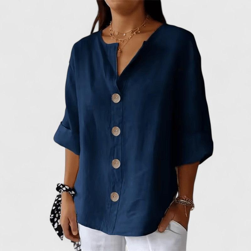 Women's tunic blouse in red, front view