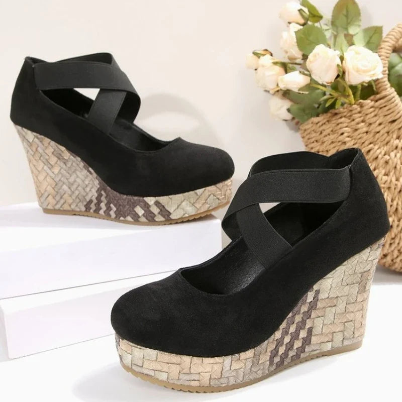 Rise Crisscross Platform Wedges