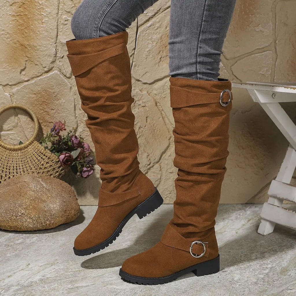 Women's Slouchy Knee High Boots — worn on model