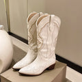 Women's Beige Autumn Western Cowboy Boots