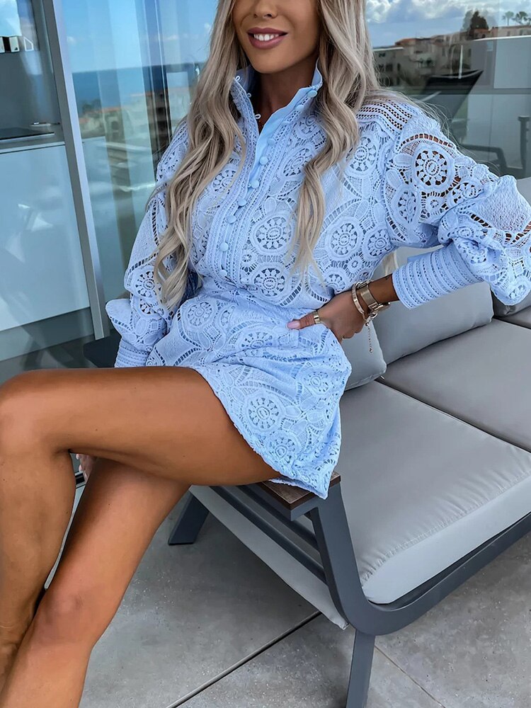 Lace Blouse and High-Waist Shorts Co-ord Set