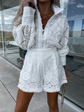 Lace blouse high-waist shorts co-ord set | Alba Muse