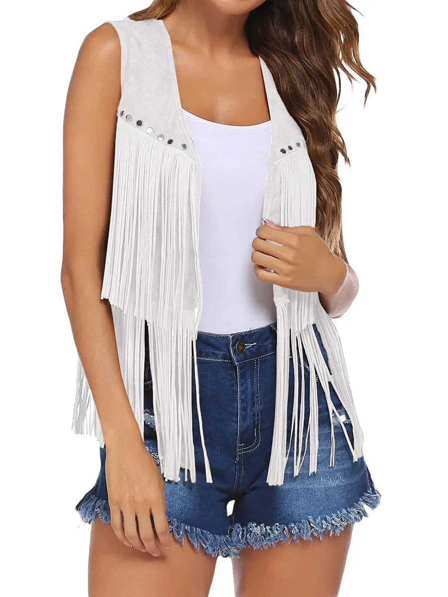 Fringe Vest in Red | Alba Muse