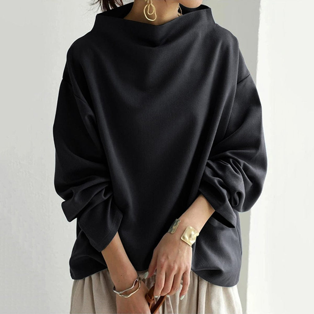 Women's High-Neck Soft Knit Top — worn on model