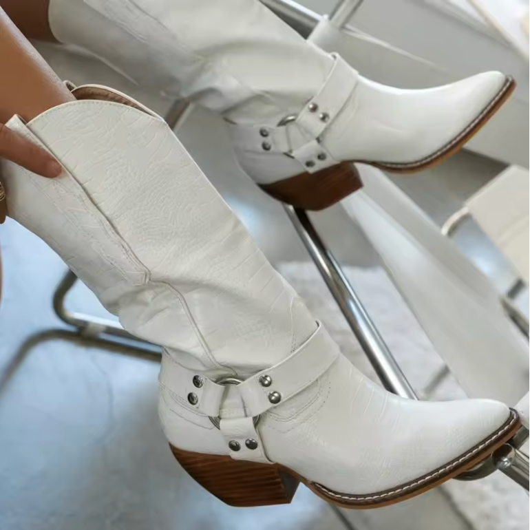 Women's Cow-Print Cowboy Boots
