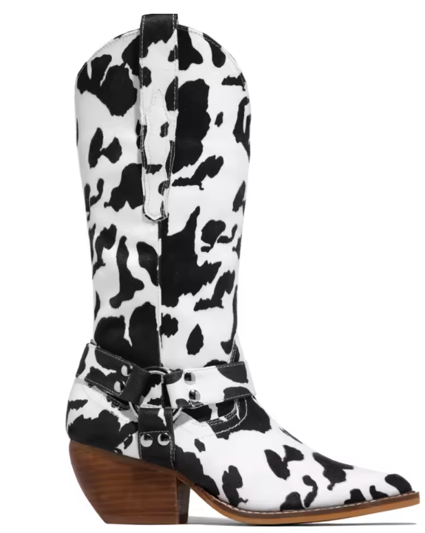 Women's Cow-Print Cowboy Boots