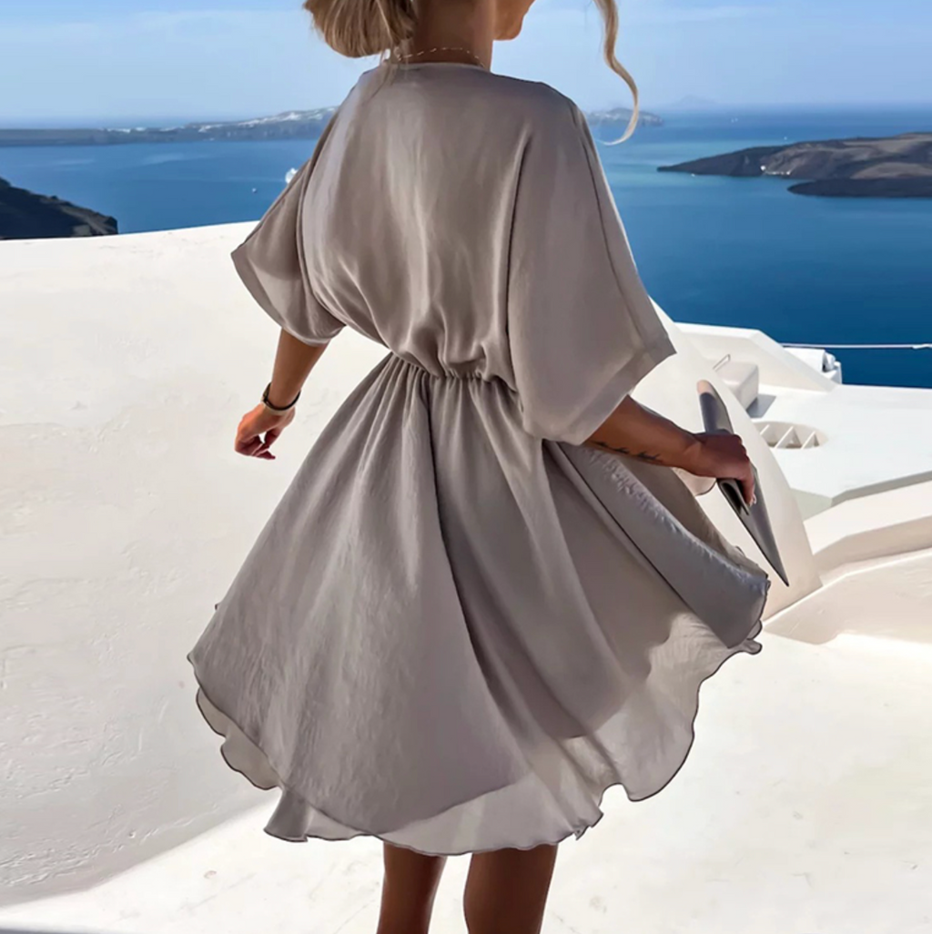 Women's casual summer mini dress, back view