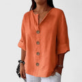 Women's Cathlyn tunic blouse in army green, back view