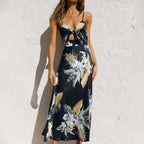 Floral maxi dress styled for weddings and garden parties
