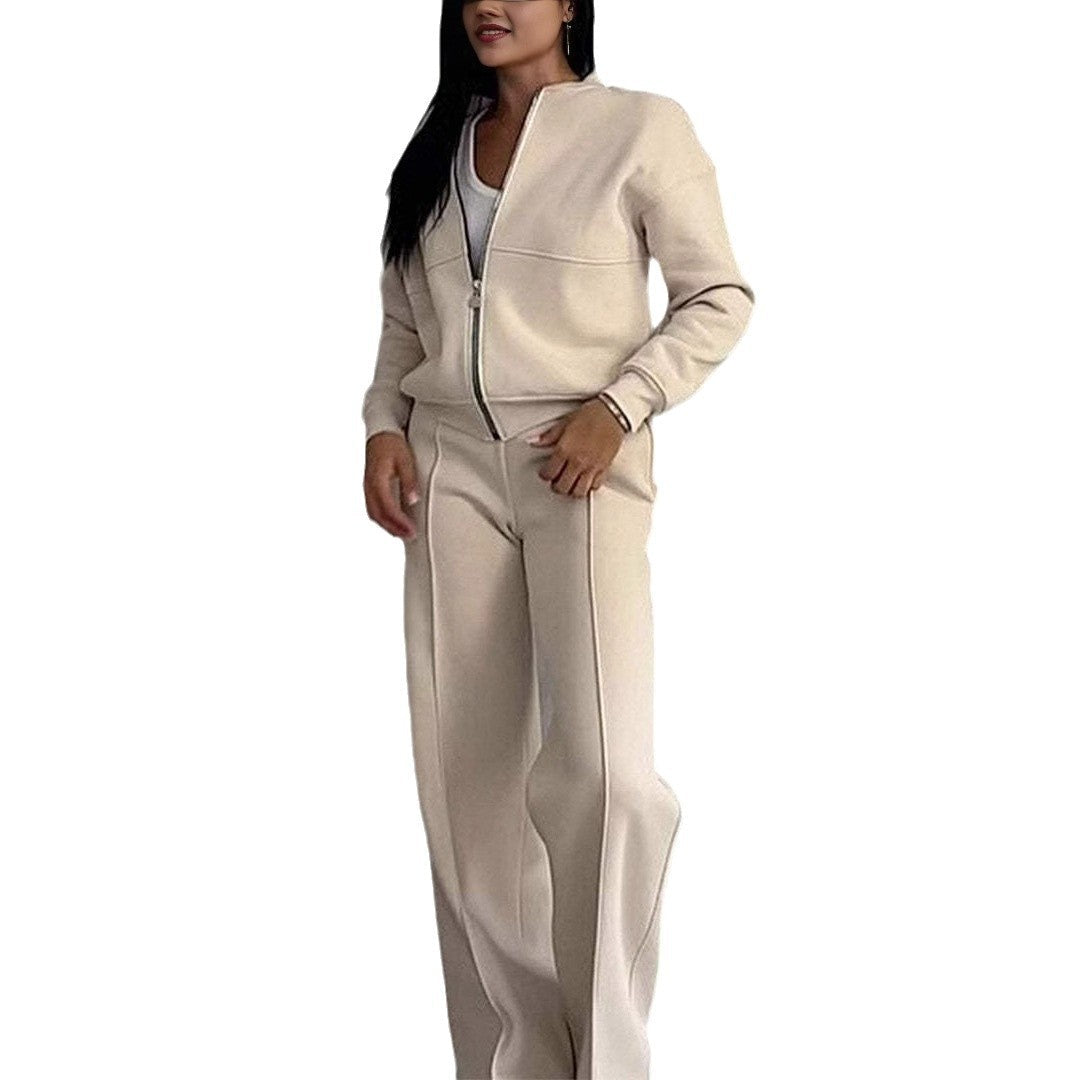 Black zip-front jacket and trousers Co-Ord Set