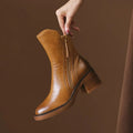 Selene Leather Ankle Boots with High Heel