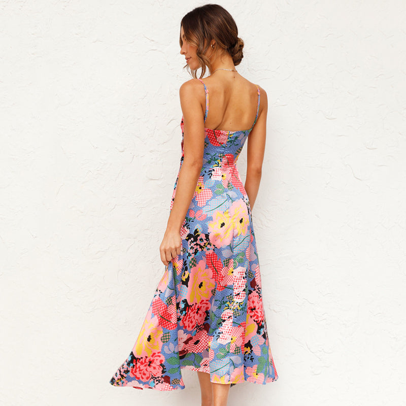 Women's floral maxi dress full length view