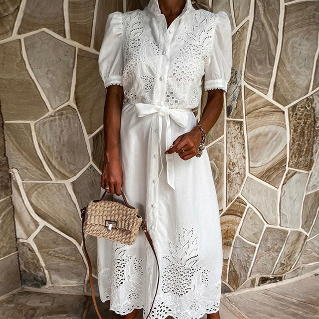 Lace Embroidered Shirt Dress