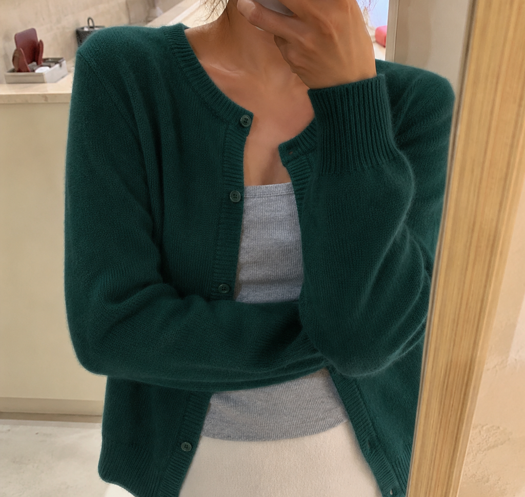 Soft Cashmere-Feel Knit Cardigan with Button Front